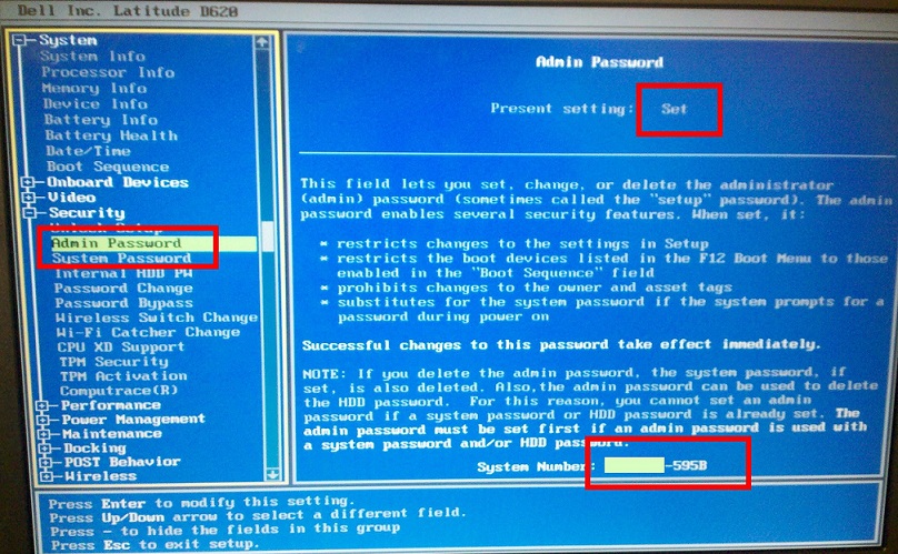 dell d35b primary or admin password